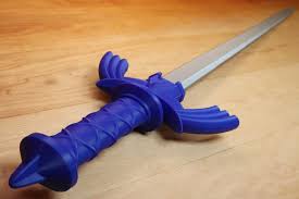 Link Master Sword prop - bright colors, sturdy, replaceable collapsing blade that goes into the handle and flings out